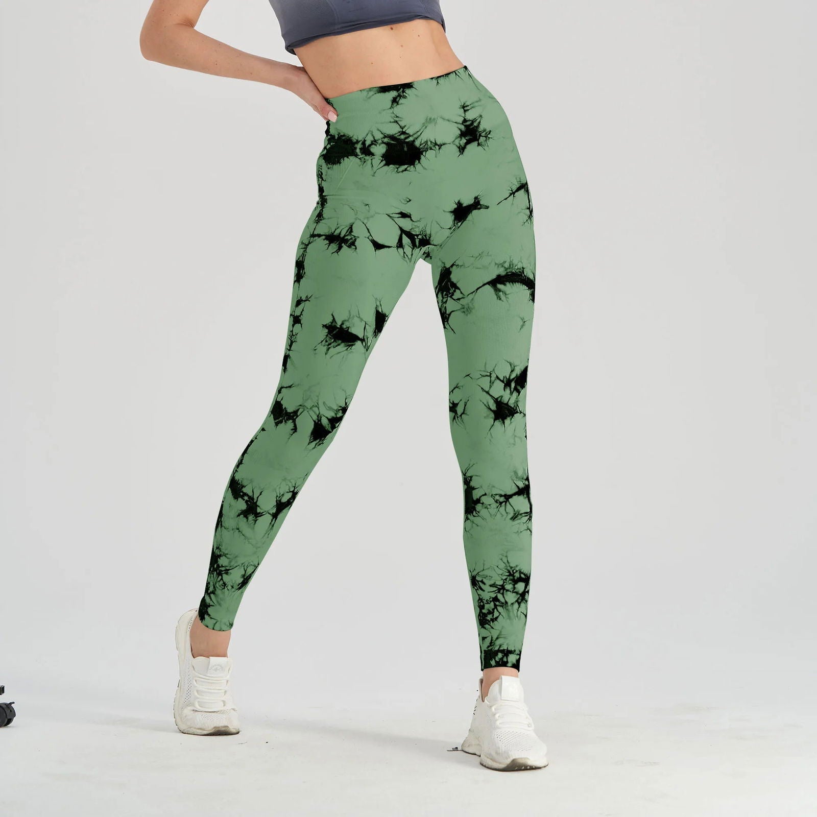 Seamless Tie Dye Scrunch Yoga Leggings For Women High Waist Push Up Gym Tights Tummy Control Workout Sport Fitness Pants Ladies - Slobuy