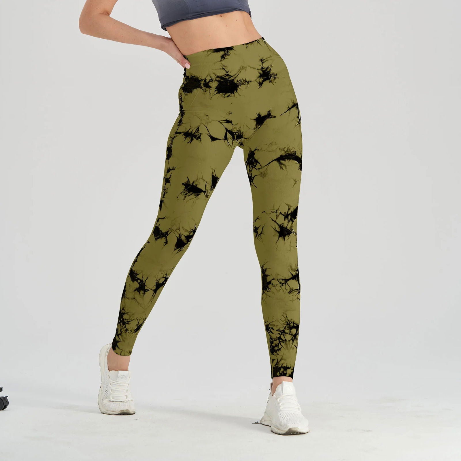 Seamless Tie Dye Scrunch Yoga Leggings For Women High Waist Push Up Gym Tights Tummy Control Workout Sport Fitness Pants Ladies - Slobuy