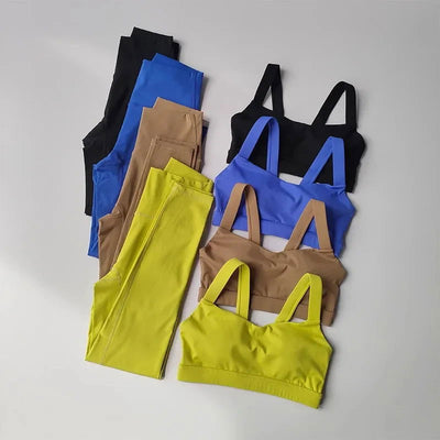 Seamless Yoga Suit Women Sports Bra High Waist Leggings Shorts Outfit Gym Set Fitness Workout Clothes Sportswear - Slobuy