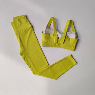 Seamless Yoga Suit Women Sports Bra High Waist Leggings Shorts Outfit Gym Set Fitness Workout Clothes Sportswear - Slobuy