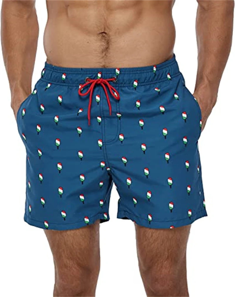 Men Summer Swimwear Beach Shorts For Men Digital Print Male Swimming Trunks Quick Dry Man Surf Board Shorts Beachwear