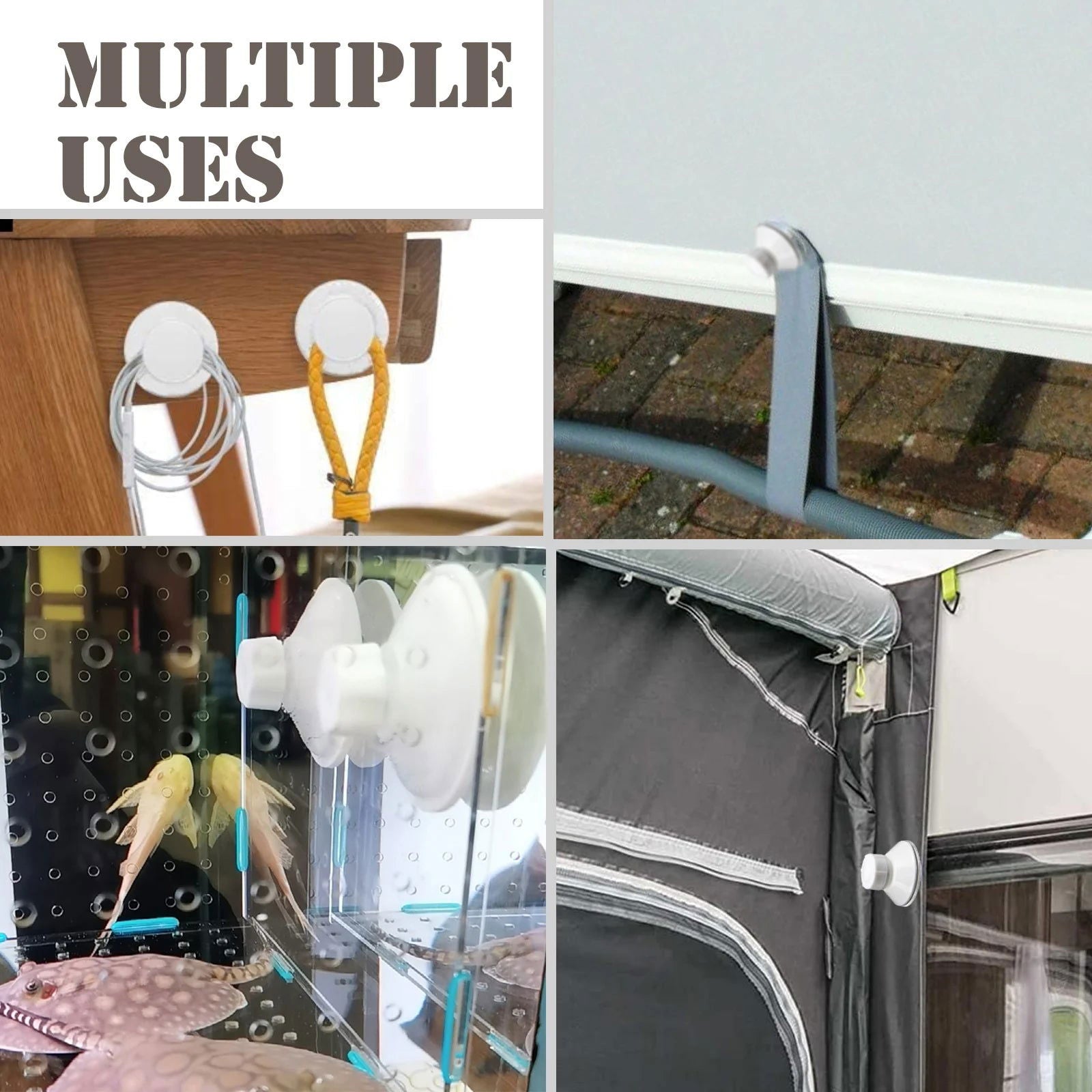 10 Packs High-Grip Awning Suction Cup Fixing Pads Caravan Motorhome Organizer W/Securing Hooks Car Camping Tarpaulin Accessories - Slobuy