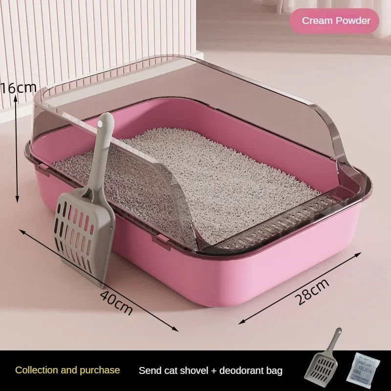 Open Cat Litter Box Can Be Pulled Closed/Semi Closed Splashproof Easy Cleaning Installation Cat Toilet Cleaning Cats Litter Pan - Slobuy