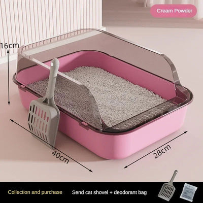 Open Cat Litter Box Can Be Pulled Closed/Semi Closed Splashproof Easy Cleaning Installation Cat Toilet Cleaning Cats Litter Pan - Slobuy