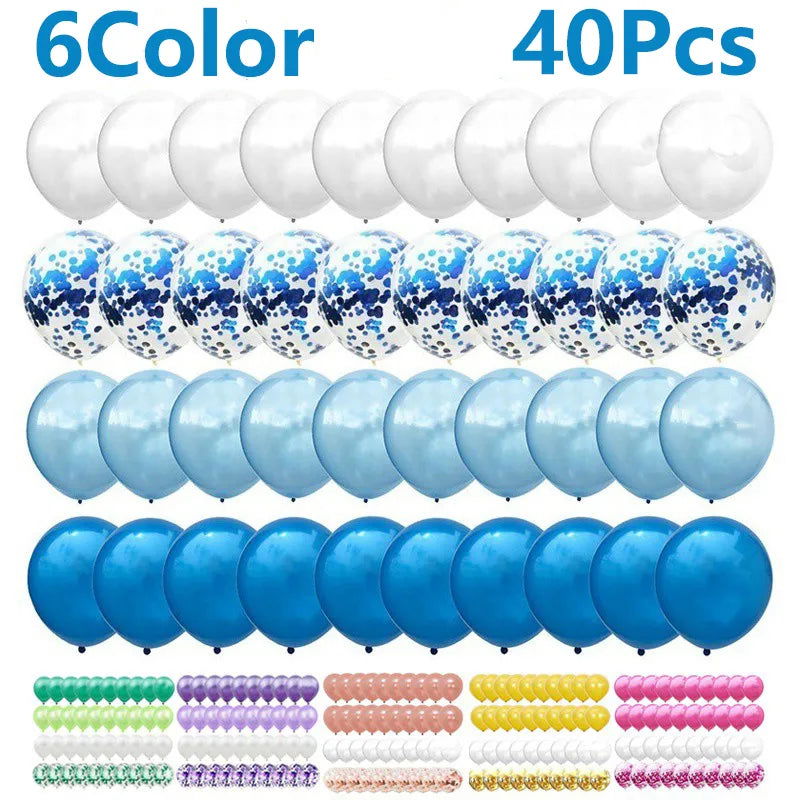40Pcs/Set 12inch Mix Blue Rose Gold Confetti Latex Balloon For Birthday Baby Shower Wedding Balloons Party Decorations - Slobuy