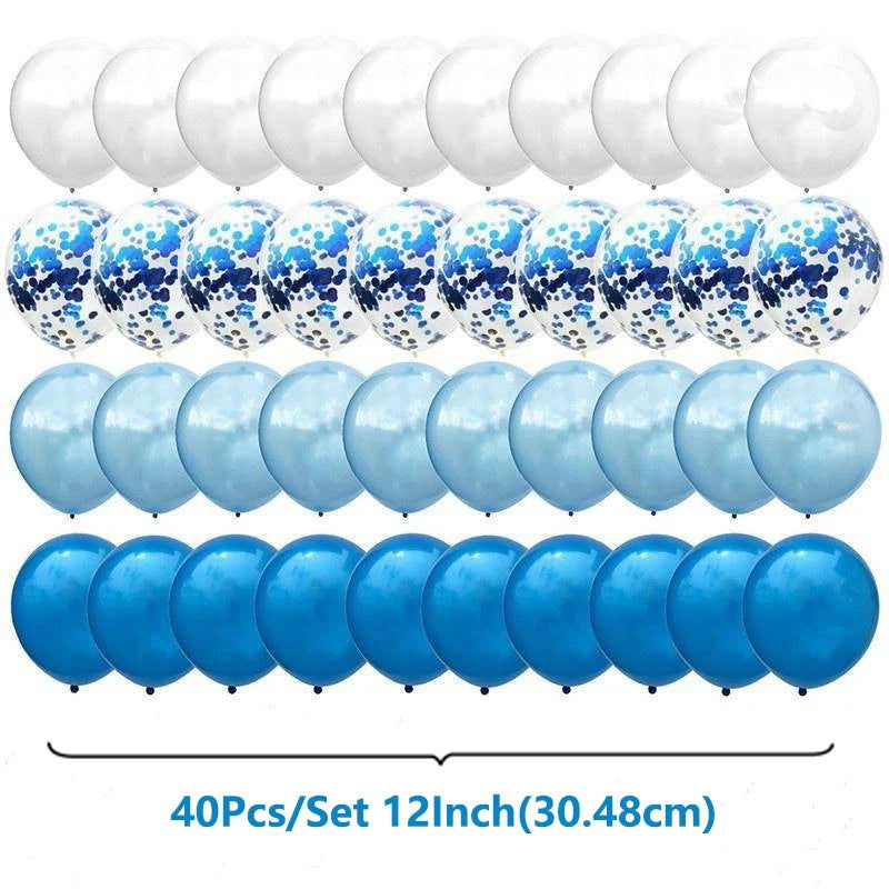 40Pcs/Set 12inch Mix Blue Rose Gold Confetti Latex Balloon For Birthday Baby Shower Wedding Balloons Party Decorations - Slobuy
