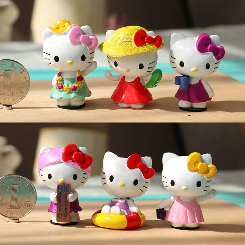 6pcs/Set Anime Sanrio Hello Kitty Action Figure Toys Cute Kuromi Mymelody Cinnamorol Figurine Dolls Children Kids Xmas Gift - Slobuy