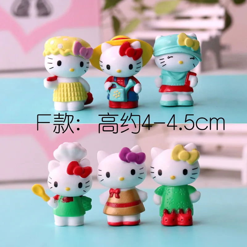 6pcs/Set Anime Sanrio Hello Kitty Action Figure Toys Cute Kuromi Mymelody Cinnamorol Figurine Dolls Children Kids Xmas Gift - Slobuy