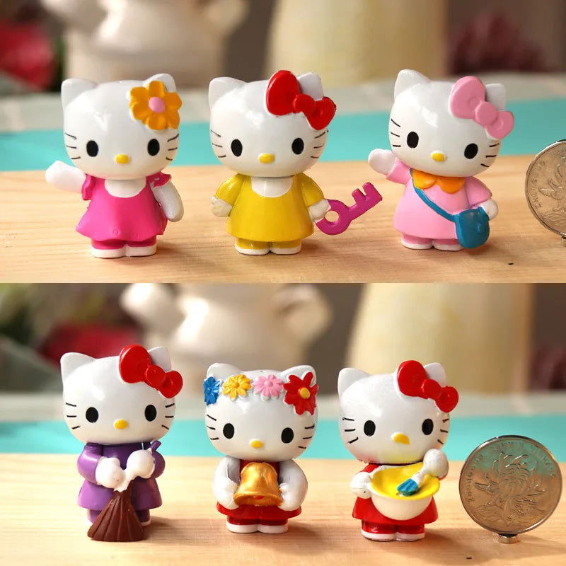 6pcs/Set Anime Sanrio Hello Kitty Action Figure Toys Cute Kuromi Mymelody Cinnamorol Figurine Dolls Children Kids Xmas Gift - Slobuy
