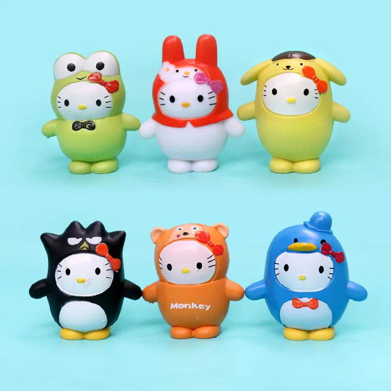 6pcs/Set Anime Sanrio Hello Kitty Action Figure Toys Cute Kuromi Mymelody Cinnamorol Figurine Dolls Children Kids Xmas Gift - Slobuy