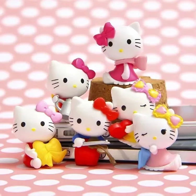 6pcs/Set Anime Sanrio Hello Kitty Action Figure Toys Cute Kuromi Mymelody Cinnamorol Figurine Dolls Children Kids Xmas Gift - Slobuy