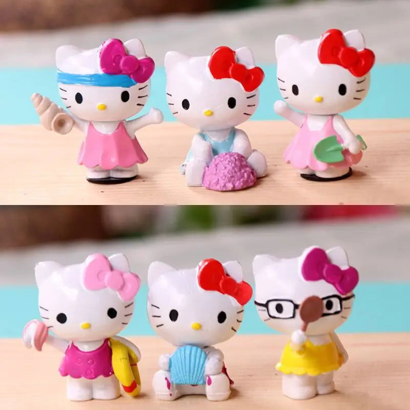 6pcs/Set Anime Sanrio Hello Kitty Action Figure Toys Cute Kuromi Mymelody Cinnamorol Figurine Dolls Children Kids Xmas Gift - Slobuy