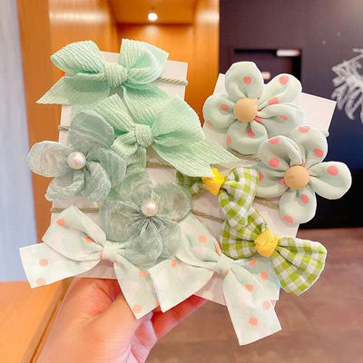 10Pcs/Set Big Bow Flower Elastic Hairbands Children Girls Sweet Hair Ties Fashion Headbands Hair Accessories Rubber Band For Kid - Slobuy