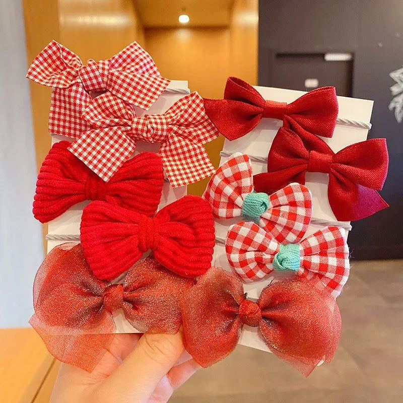 10Pcs/Set Big Bow Flower Elastic Hairbands Children Girls Sweet Hair Ties Fashion Headbands Hair Accessories Rubber Band For Kid - Slobuy