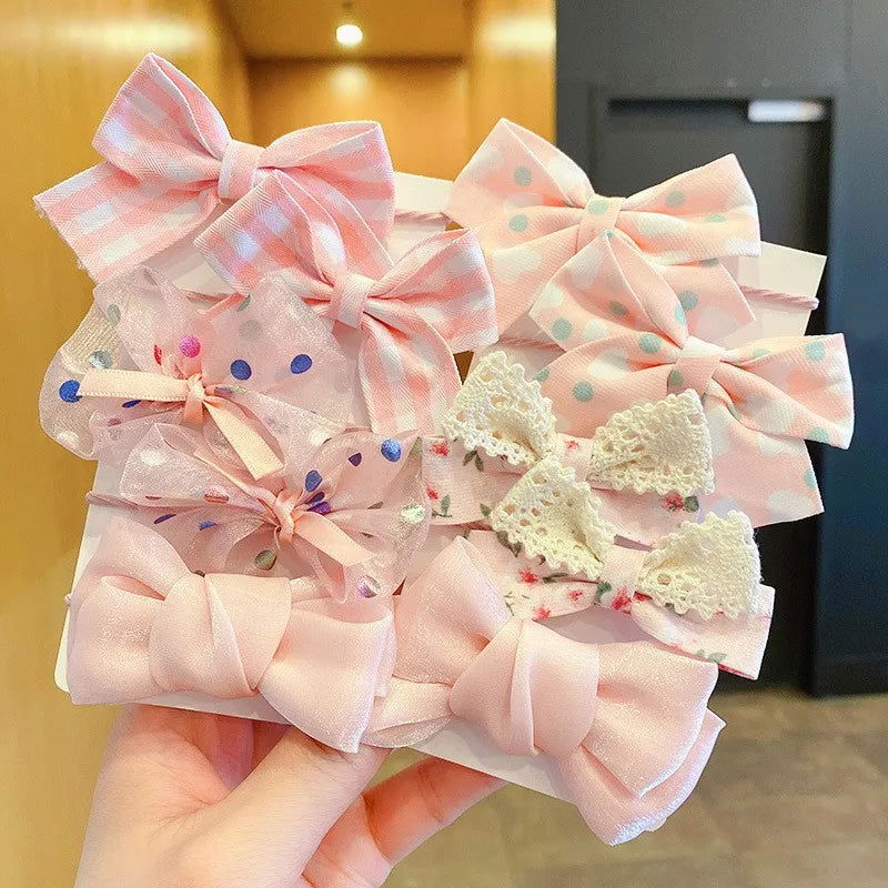 10Pcs/Set Big Bow Flower Elastic Hairbands Children Girls Sweet Hair Ties Fashion Headbands Hair Accessories Rubber Band For Kid - Slobuy