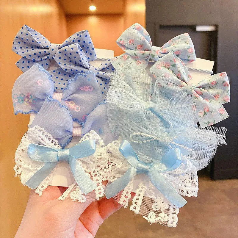 10Pcs/Set Big Bow Flower Elastic Hairbands Children Girls Sweet Hair Ties Fashion Headbands Hair Accessories Rubber Band For Kid - Slobuy