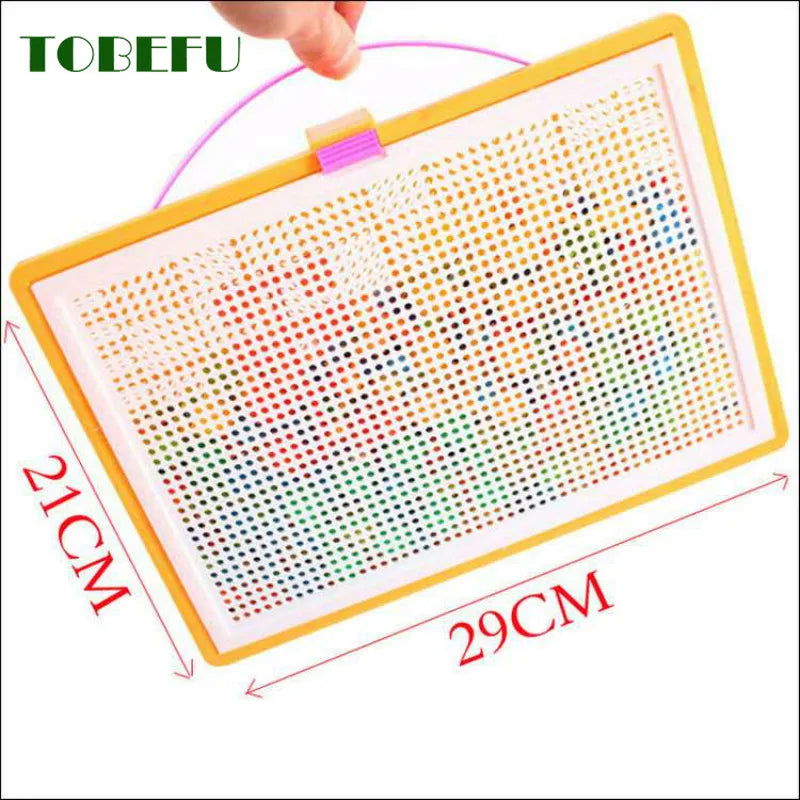 296 Pieces/Set Box-Packed Grain Mushroom Nail Beads Intelligent 3D Puzzle Games Jigsaw Board for Children Kids Educational Toys - Slobuy