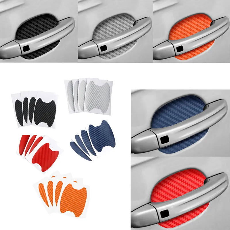 4Pcs/Set Car Door Sticker Carbon Fiber Scratches Resistant Cover Auto Handle Protection Film Exterior Styling Car Accessories - Slobuy