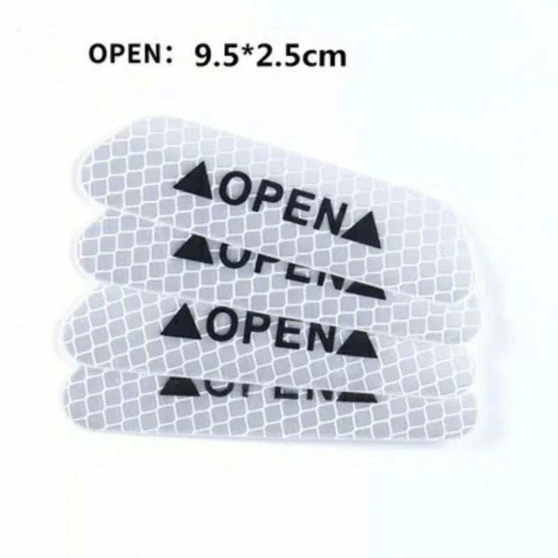 4PCS/Set Car Door Stickers Universal Safety Warning Mark OPEN High Reflective Tape For Auto Accessories Exterior Bike Helmet - Slobuy