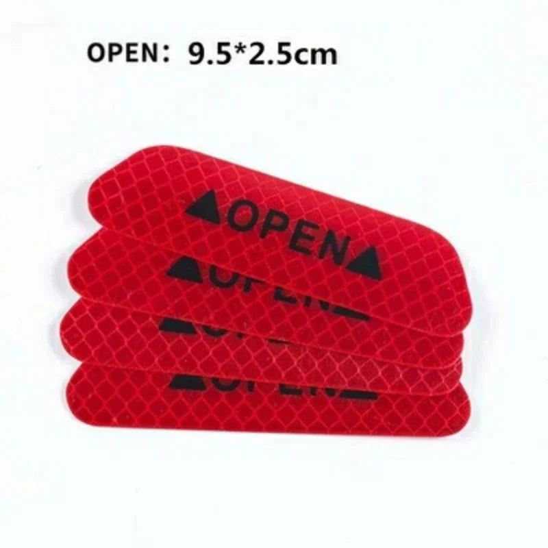 4PCS/Set Car Door Stickers Universal Safety Warning Mark OPEN High Reflective Tape For Auto Accessories Exterior Bike Helmet - Slobuy