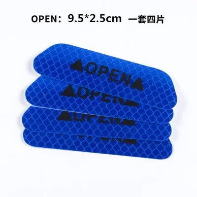 4PCS/Set Car Door Stickers Universal Safety Warning Mark OPEN High Reflective Tape For Auto Accessories Exterior Bike Helmet - Slobuy