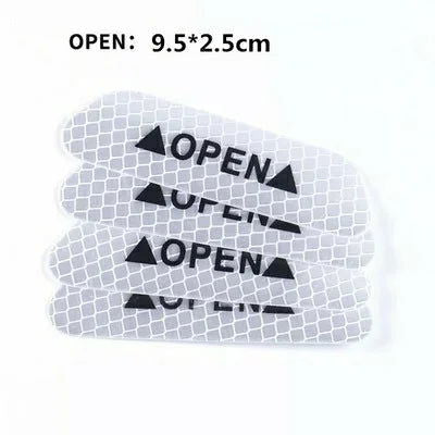 4PCS/Set Car Door Stickers Universal Safety Warning Mark OPEN High Reflective Tape For Auto Accessories Exterior Bike Helmet - Slobuy