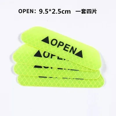 4PCS/Set Car Door Stickers Universal Safety Warning Mark OPEN High Reflective Tape For Auto Accessories Exterior Bike Helmet - Slobuy