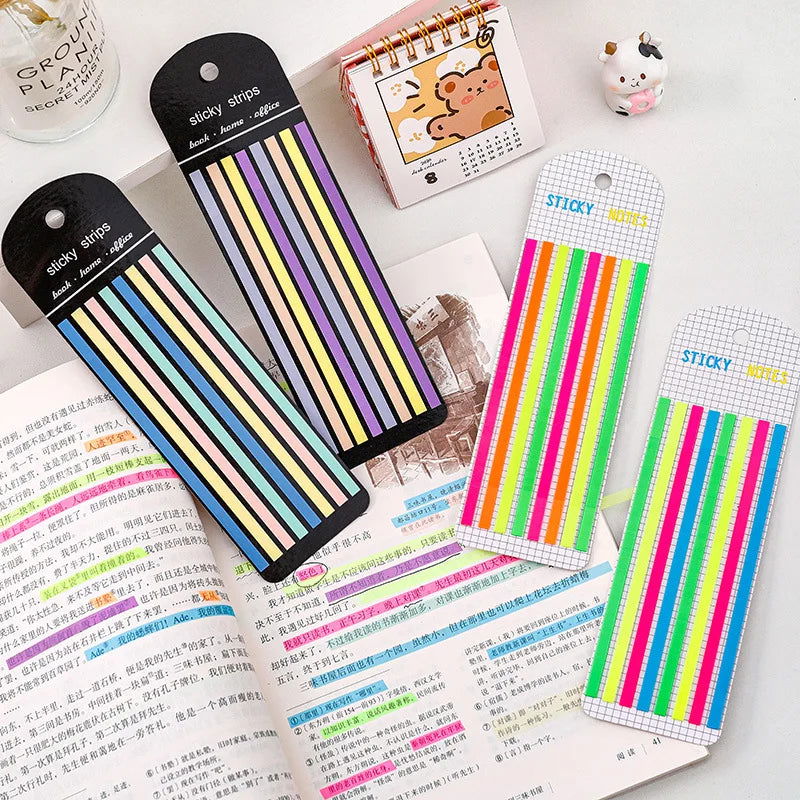 160Pcs/Set Color Stickers Transparent Fluorescent Index Tabs Flags Sticky Note Stationery Children Gifts School Office Supplie - Slobuy