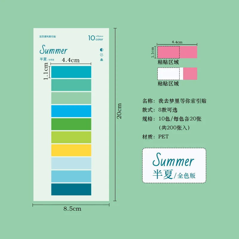 160Pcs/Set Color Stickers Transparent Fluorescent Index Tabs Flags Sticky Note Stationery Children Gifts School Office Supplie - Slobuy