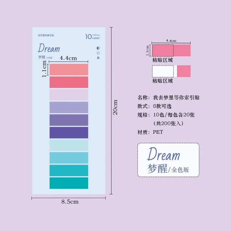 160Pcs/Set Color Stickers Transparent Fluorescent Index Tabs Flags Sticky Note Stationery Children Gifts School Office Supplie - Slobuy