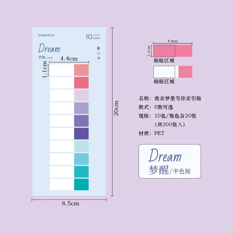 160Pcs/Set Color Stickers Transparent Fluorescent Index Tabs Flags Sticky Note Stationery Children Gifts School Office Supplie - Slobuy