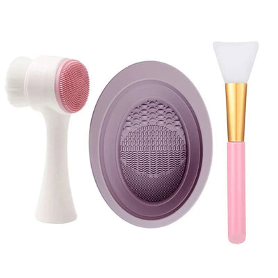 3Pcs/Set Facial Cleasing Brush Mask Brush Brush Cleansing Tool Set Women Girls Beauty Makeup Personal Skin Care Kit - Slobuy
