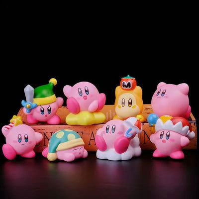 8Pcs/Set Games Star Kirby Anime Cute Cartoon Pink Kirby Mini Figure Decorative Collection Ornaments Toy For Children's Gifts - Slobuy