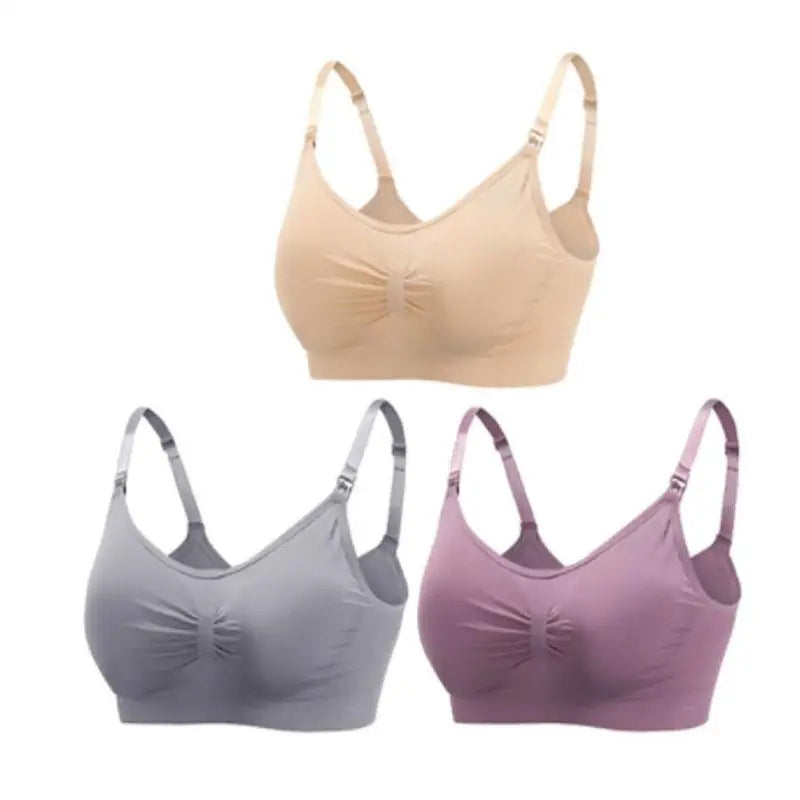 3pcs/Set High Quality Maternity Nursing Bras Cotton Breastfeeding Pregnant Underwear Seamless Large Size Breathable Bra Push Up - Slobuy