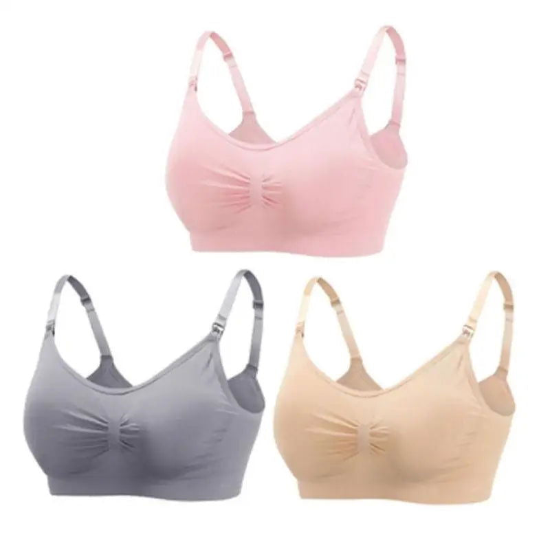 3pcs/Set High Quality Maternity Nursing Bras Cotton Breastfeeding Pregnant Underwear Seamless Large Size Breathable Bra Push Up - Slobuy