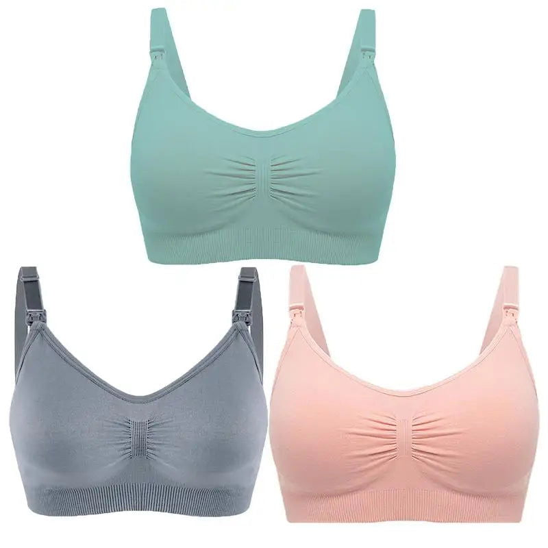 3pcs/Set High Quality Maternity Nursing Bras Cotton Breastfeeding Pregnant Underwear Seamless Large Size Breathable Bra Push Up - Slobuy