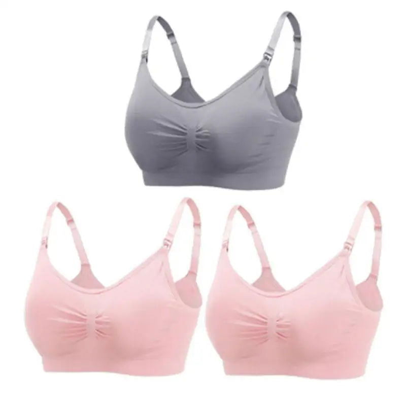 3pcs/Set High Quality Maternity Nursing Bras Cotton Breastfeeding Pregnant Underwear Seamless Large Size Breathable Bra Push Up - Slobuy