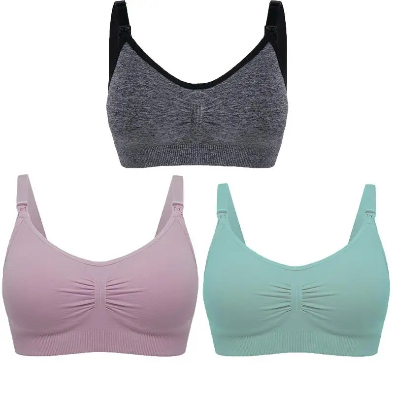 3pcs/Set High Quality Maternity Nursing Bras Cotton Breastfeeding Pregnant Underwear Seamless Large Size Breathable Bra Push Up - Slobuy