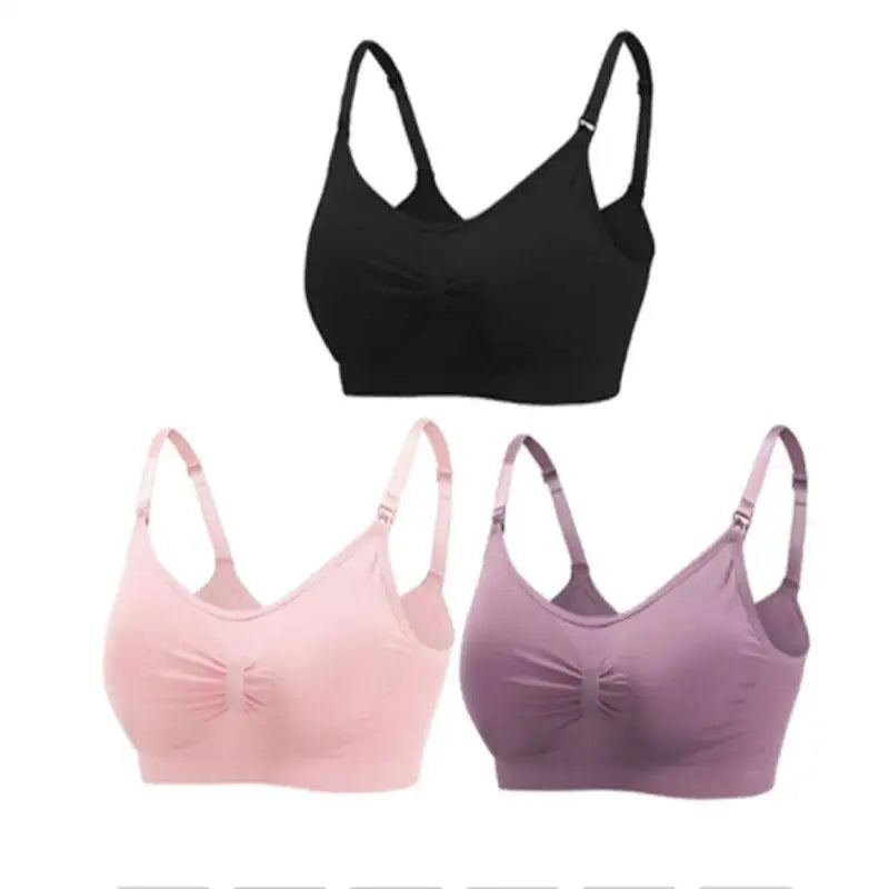 3pcs/Set High Quality Maternity Nursing Bras Cotton Breastfeeding Pregnant Underwear Seamless Large Size Breathable Bra Push Up - Slobuy