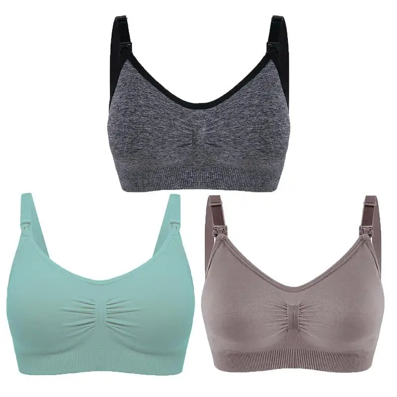 3pcs/Set High Quality Maternity Nursing Bras Cotton Breastfeeding Pregnant Underwear Seamless Large Size Breathable Bra Push Up - Slobuy