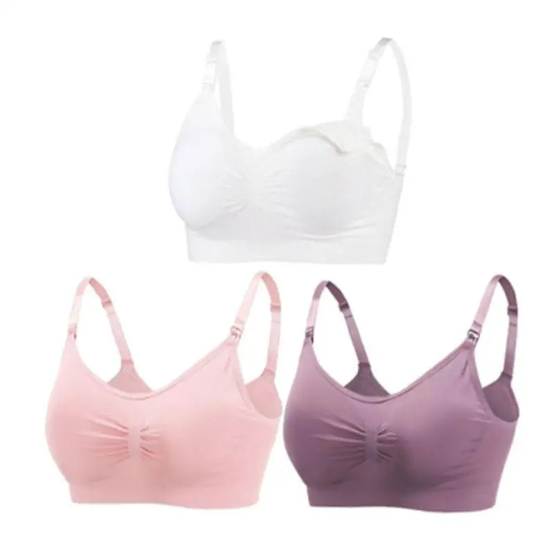 3pcs/Set High Quality Maternity Nursing Bras Cotton Breastfeeding Pregnant Underwear Seamless Large Size Breathable Bra Push Up - Slobuy