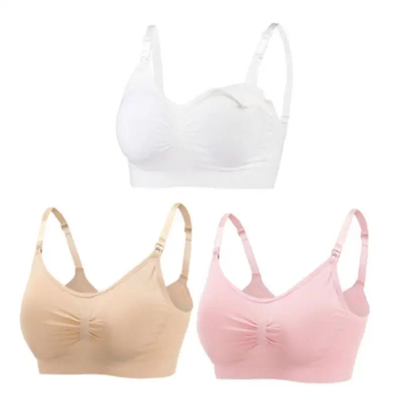 3pcs/Set High Quality Maternity Nursing Bras Cotton Breastfeeding Pregnant Underwear Seamless Large Size Breathable Bra Push Up - Slobuy
