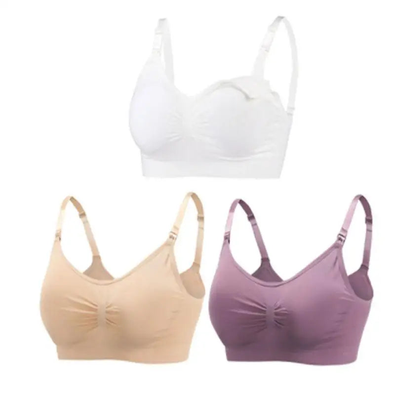 3pcs/Set High Quality Maternity Nursing Bras Cotton Breastfeeding Pregnant Underwear Seamless Large Size Breathable Bra Push Up - Slobuy