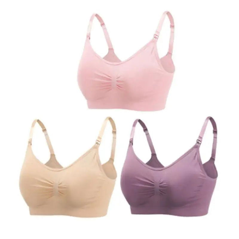 3pcs/Set High Quality Maternity Nursing Bras Cotton Breastfeeding Pregnant Underwear Seamless Large Size Breathable Bra Push Up - Slobuy