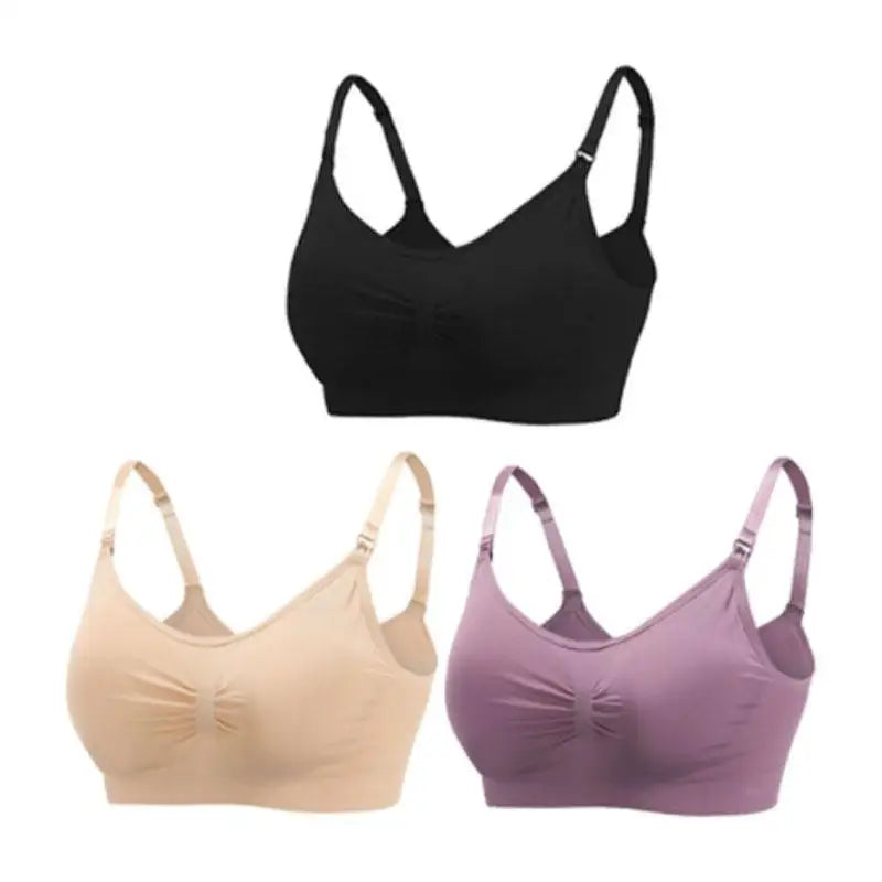3pcs/Set High Quality Maternity Nursing Bras Cotton Breastfeeding Pregnant Underwear Seamless Large Size Breathable Bra Push Up - Slobuy