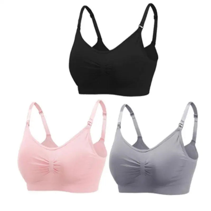 3pcs/Set High Quality Maternity Nursing Bras Cotton Breastfeeding Pregnant Underwear Seamless Large Size Breathable Bra Push Up - Slobuy