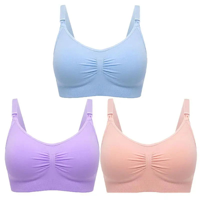 3pcs/Set High Quality Maternity Nursing Bras Cotton Breastfeeding Pregnant Underwear Seamless Large Size Breathable Bra Push Up - Slobuy