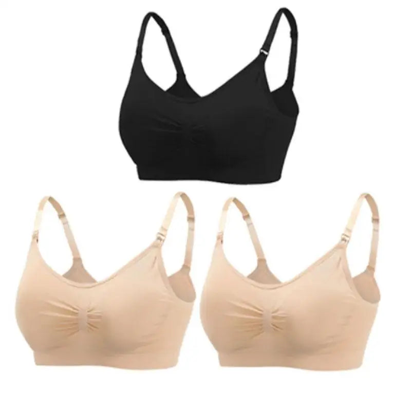 3pcs/Set High Quality Maternity Nursing Bras Cotton Breastfeeding Pregnant Underwear Seamless Large Size Breathable Bra Push Up - Slobuy