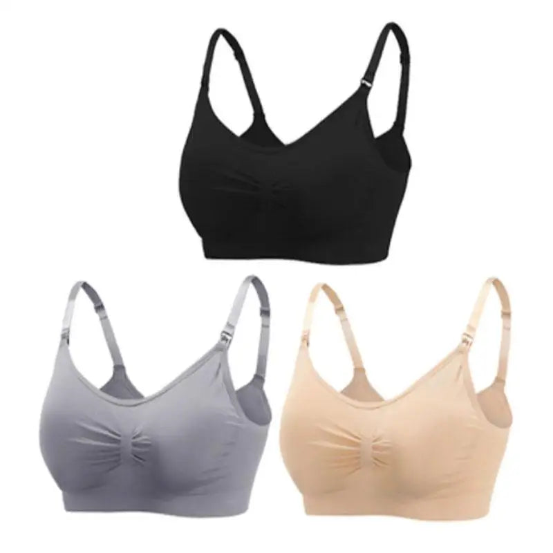 3pcs/Set High Quality Maternity Nursing Bras Cotton Breastfeeding Pregnant Underwear Seamless Large Size Breathable Bra Push Up - Slobuy