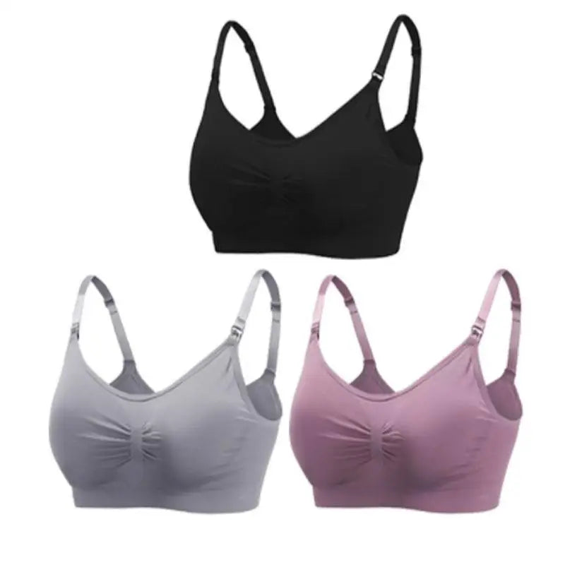 3pcs/Set High Quality Maternity Nursing Bras Cotton Breastfeeding Pregnant Underwear Seamless Large Size Breathable Bra Push Up - Slobuy